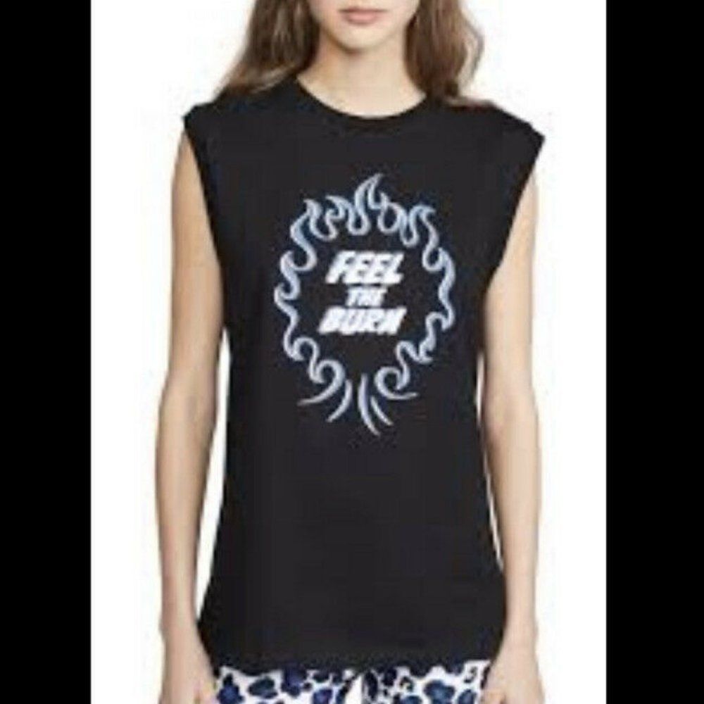 Adam Selman Sz XL Premium Jersey Logo Muscle Tee Feel The Burn T-Shirt B…
